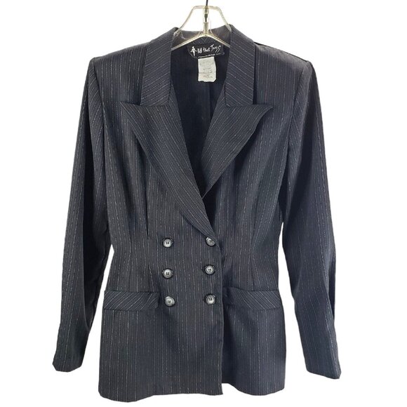All that Jazz Jackets & Blazers - All That Jazz Chorus Line Women Blazer Size 5/6 Black Pin Stripe Double Breasted